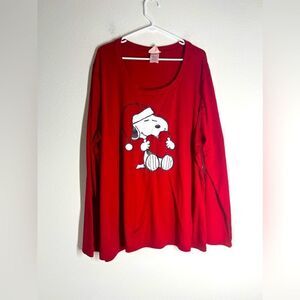 Peanuts Snoopy  Munki Munki Nightgown Nightshirt  Size 1X Christmas Pajamas Red